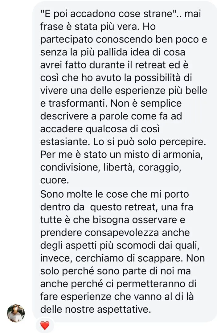 Recensione di un partecipante al retreat